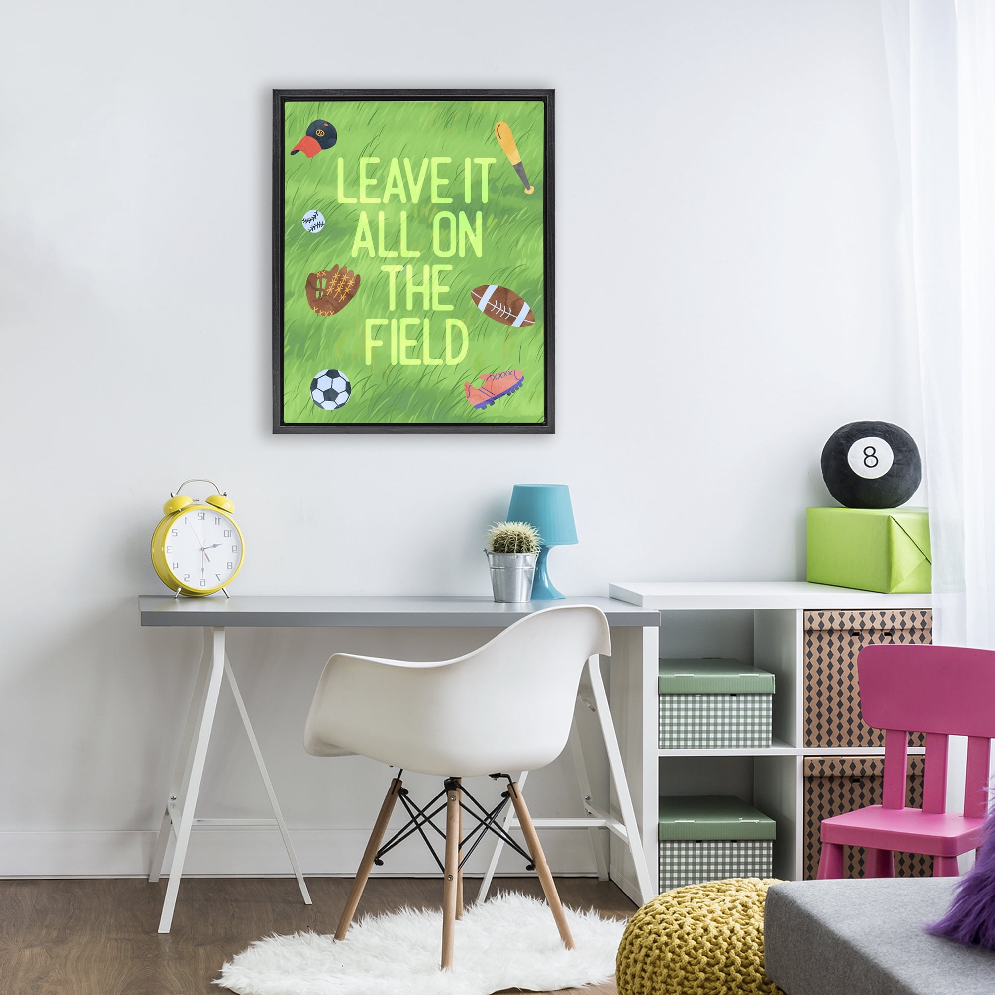Stupell Industries Leave It On The Field Black Framed Floater Canvas Wall Art, design by Lil' Rue