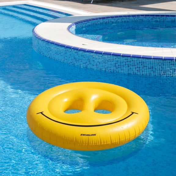 Swimline 72" Inflatable Smiley Face Island 2-Person Swimming Pool Raft - Yellow