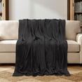 thumbnail image 3 of Sm:)e Black Blanket, Super Soft Flannel Fuzzy Plush Cozy Blanket, 50x60 Inch, 3 of 13