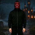 thumbnail image 2 of XIAOCHA Mens Halloween Hooded Sweatshirt Red Demon Face Mask Graphic Hoodies Sweatshirt, Red, Sizes XXXL, 2 of 8