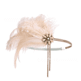 thumbnail image 2 of Diadema con plumas de perlas y diamantes de imitación de estilo europeo y americano, accesorio para el cabello de novia con plumas de color rosa nude, 2 of 2