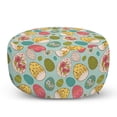 thumbnail image 1 of Easter Pouf Cover with Zipper, Pale Blue Backdrop with Curly and Floral Motifs in Doodle Style, Soft Decorative Fabric Unstuffed Case, 30" W X 17.3" L, Multicolor, by Ambesonne, 1 of 5
