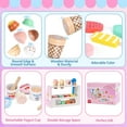 thumbnail image 3 of Ice Cream Toy, Wooden Pretend Play Toys Play Store for Kids, Wooden Ice Cream Play Set with Scoop, Menu, Fake Money, Ice Cream Toys Play Kitchen Food Gifts for 3 4 5 6 Year Old Toddlers Girls Boys, 3 of 7