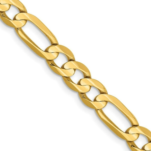 Auriga Fine Jewelry 14K Yellow Gold 6mm Open Figaro Chain Necklace 18inch for Women