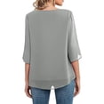 thumbnail image 6 of Cqxid525 Comfort Colors T-Shirts Women's Summer Casual Loose Double Layer Solid Color Pullover Flared Sleeves In Short Chiffon Shirt Gray S, 6 of 6
