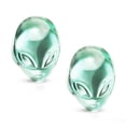 thumbnail image 1 of Paire de Bouchons d'Oreilles / Tunnels Vert Motif Visage d'Alien Verre Pyrex Double Évasée, 1 of 9
