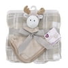 Parent's Choice 2-Piece Gray Plaid Baby Blanket and Moose Lovie Set, Unisex, Infant, Plush