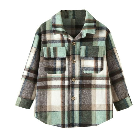 

Toddler Boys Girls Children Autumn Winter Long Sleeve Blouse Tops Plaid 7 Colors Outwear