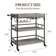 thumbnail image 2 of 3-Tier Bar Cart with Wheels | Rolling Serving Cart with Wine Rack & Removable Tray, 2 of 9