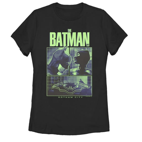 Women's The Batman Dark Knight and Catwoman Panels  Graphic Tee Black Large