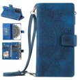 thumbnail image 1 of Nalacover for Samsung Galaxy A52 4G/5G Embossed Floral Pattern PU Leather Crossbody Case with Shoulder Strap,Shockproof Magnetic Flip Kickstand Credit Card Slots Zipper Pocket Wallet Phone Case,Blue, 1 of 10