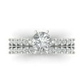 thumbnail image 2 of 1.66 ct Brilliant Round Cut Moissanite 14k White Gold Solitaire with Accents Engagement Bridal Wedding Ring Band Set size 9, 2 of 7