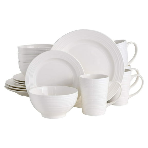 Gibson Home Amelia Court 16 Piece Dinnerware Set with White Porcelain