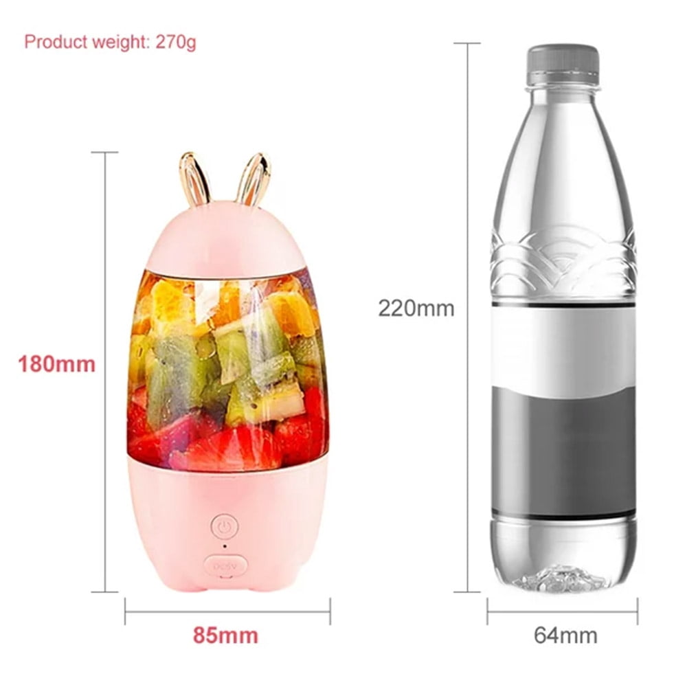 LNGOOR 400ml Portable Blender, Personal Eletric USB Rechargeable Juicer Blender forFruit, Smoothie, Baby Food Mixing Machine, 1500mAh Battery(Pink)