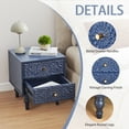 thumbnail image 6 of Wirrytor Vintage Short Nightstand Set of 2 with 2 Drawers, Bedside Table 2 Drawer Dresser with Embossed Pattern, Storage End Table with Wooden Legs for Bedroom & Living Room,Blue, 6 of 9
