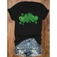 thumbnail image 2 of Women's Plus Size St. Patrick's Day Lucky Clover T-Shirt - Black with Green Glitter Shamrock Design,Camisetas de verano para mujer, manga corta, cuello redondo, casual, lindo, con gráficos, camisetas, 2 of 7