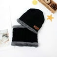 thumbnail image 3 of Spencer 3 PCS Winter Beanie Hat Scarf Set with Touchscreen Gloves Cold Weather Knit Fleece Lined Neck Warmer Skull Cap Glove Set, Black, 3 of 12