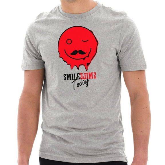 Plus Size Smile Today Happy Face Graphic Design Short Sleeve Cotton Jersey T-Shirt - Heather Grey XL