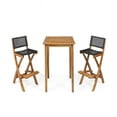 thumbnail image 3 of Noble House Polaris Patio 3-Piece Wood Bar Height Set Natural/Brown, 3 of 13
