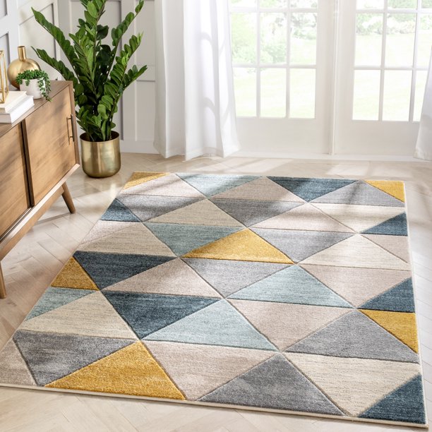 Well Woven Ruby MidCentury Modern Geometric Area Rug, Gold