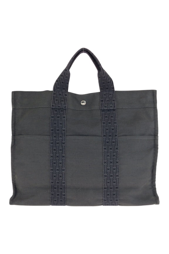 Pre-Owned HERMES Hermes Herline MM Grey Silver Hardware Polyamide Polyester Tote Bag Handbag...