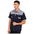 thumbnail image 5 of Uniforme de trabajador de fábrica para hombre, chaqueta de trabajo con cremallera de manga corta, camisa industrial, traje de mecánico con bolsillo, chaqueta, abrigos, blusas, 5 of 5