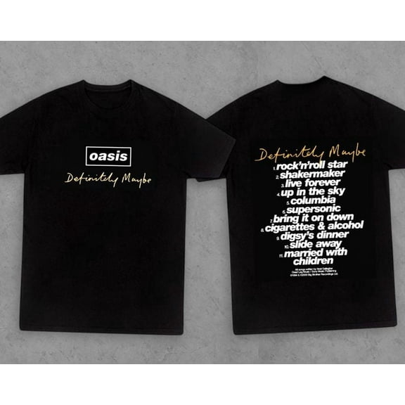 Oasis Definitely Maybe Tracklist T-Shirt Unisex, Sizes S-5XL, Tbun