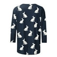 thumbnail image 4 of Cavosen Happy Easter Womens 3/4 Sleeve Shirts Summer Cute Bunny Print Pullover Tops Crewneck Holiday Blouse Vacation Festival Tee Shirts Casual Dressy Stylish T Shirts Blue L, 4 of 5