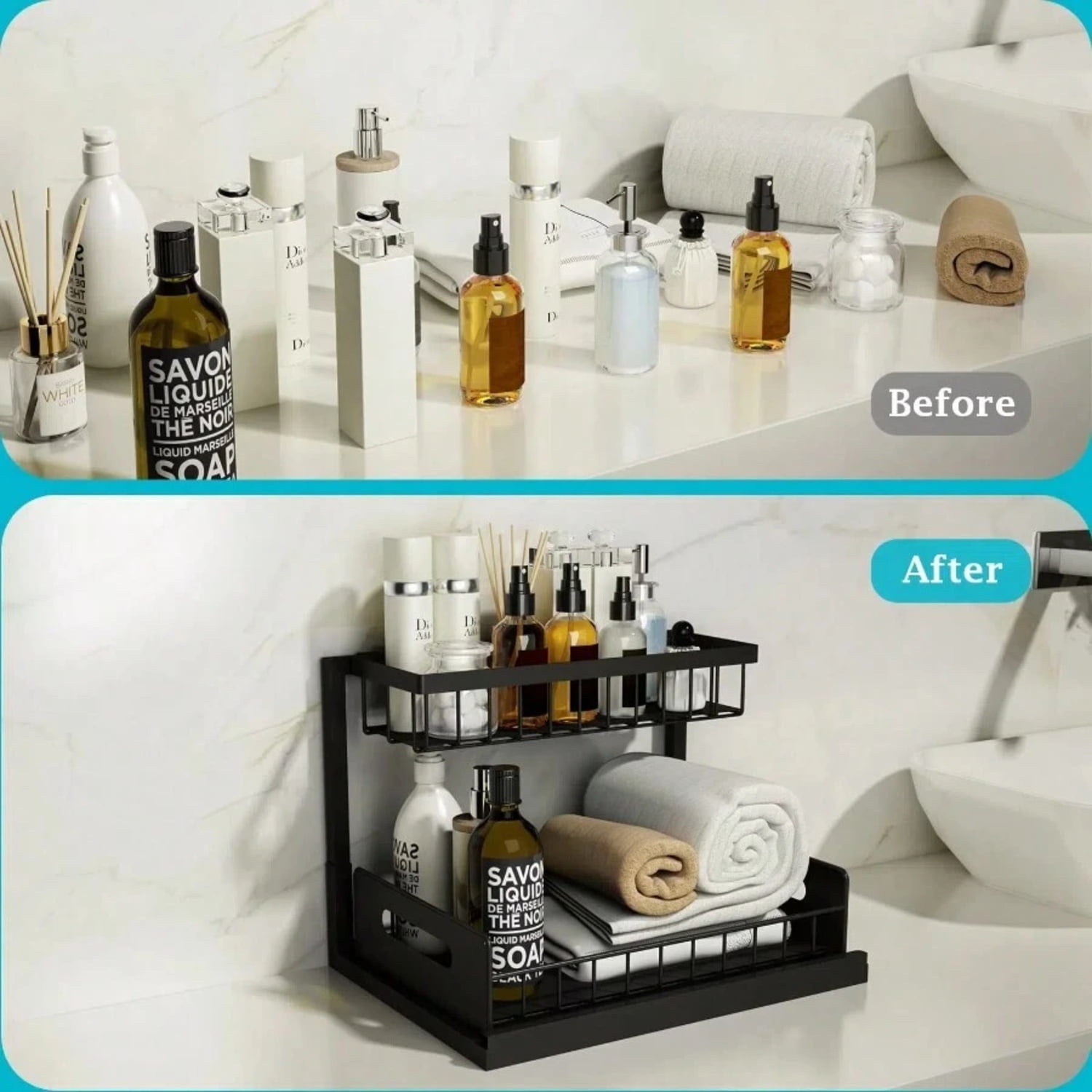 Under Sink Organizer And Storage, 1 Pack Pull Out Cabinet Organizer Slide Out Sink Shelf Cabinet Storage Shelves, Under Sink Storage For Kitchen Bathroom Cabinet
