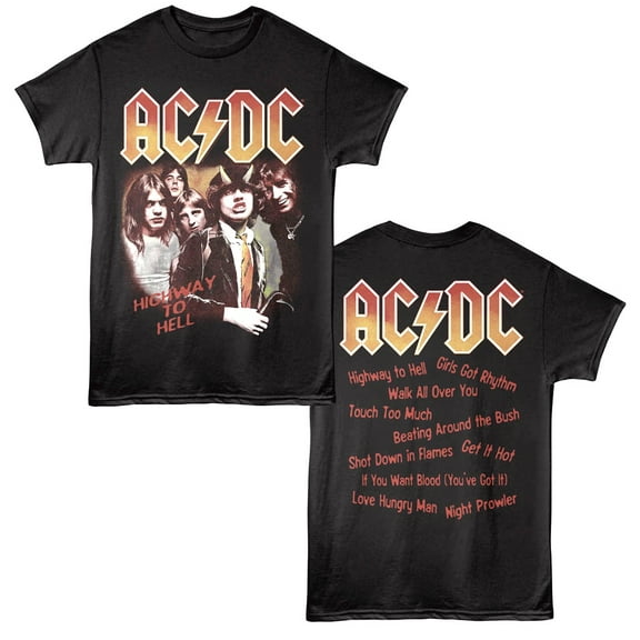 ACDC Highway to Hell Tracklist Men's T Shirt (Black, AdultS)