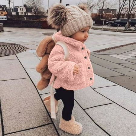 

Hunpta Toddler Boys Girls Coat Winter Windproof Thicken Coat Jacket Child Warm Fleece Button Outerwear Jacket With Pocket