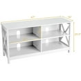 thumbnail image 4 of TV Stand for TVs up to 55 Inches, 47" Farmhouse Entertainment Center with 4 Open Shelves & Built-in Cable Holes, TV Console Table with X-Shaped Frame for Living Room (White), 4 of 5