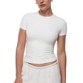 thumbnail image 1 of Camiseta Ultra Corta de Manga Corta para Mujer INLYRIC Blanca Nieve Talla M, 1 of 5
