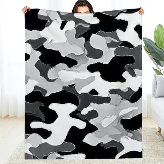RKSupls Camo Military Throw Blanket, Soft Warm Lightweight Flannel Throw Blanket for Couch, Bed, Outdoor, Cozy Fluffy Fuzzy Blankets for Women Boys Girls, Home Decor, 30*40in