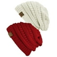 thumbnail image 2 of C.C Women's Knit Beanie Cap Hat (2 PACK), Black/Beige, 2 of 2