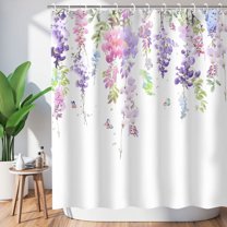 Floral Shower Curtain Purple Shower Curtains for Bathroom Pretty Mauve Lilac Lavender Weeping Flower Shower Curtains with 12 Hooks Decorative Floral Bathroom Decor, 72"x72"