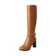 thumbnail image 2 of Zapatos de mujer Cremallera lateral Color sólido Hebilla de cinturón Tacones altos Moda resistente al desgaste Clásico Botas de cuero hasta la rodilla Wmkox8yii hfjk2285, 2 of 6