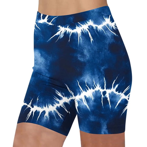 UVEASISHA Athletic Biker Shorts for Women Elastic Waist Tummy Control Athletic Tights Fashion Tie Dye Printed Workout Leggings Soft Comfy Outdoor Running Shorts Multicolor S