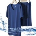 thumbnail image 1 of Conjunto de pijamas de primavera y otoño para hombre, ropa de casa, pantalones cortos de manga corta, ropa informal holgada de seda fina para el hogar, 1 of 5