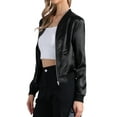 thumbnail image 4 of INSPIRE CHIC Women's Bomber Jacket Slim Fit Lightweight Zip Up Jacket M Blacks, 4 of 6