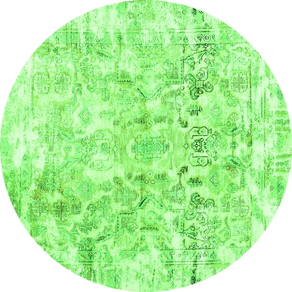 Ahgly Company Indoor Round Abstract Green Contemporary Area Rugs, 7' Round