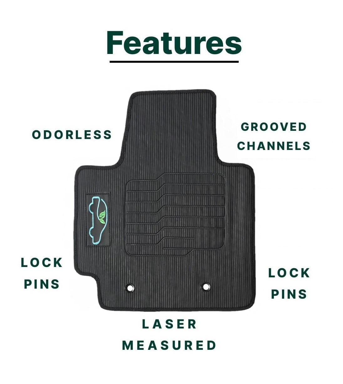 ecoMats All Weather Floor Mats Custom Fit For 2014 to 2019 Kia Soul with Safety Hooks - Front and Rear