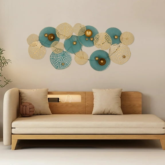 Peakora Iron Lotus Leaf Wall Art, Gold and Blue Metal Decor, Adding Fresh and Natural Aesthetics to Your Home with Modern Flair