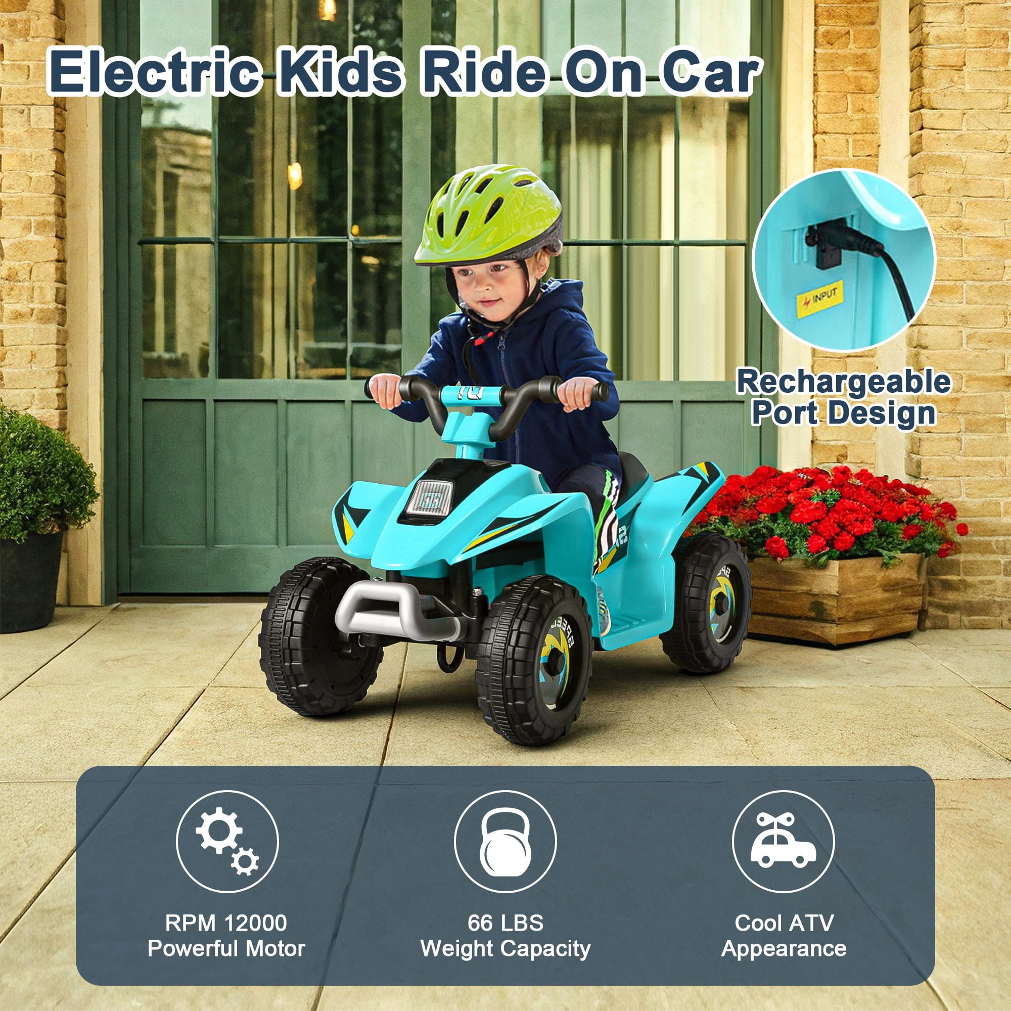 CIPACHO 6V Kids Electric ATV, Kids Four Wheeler, ATV for Kids Ages 4-8, Blue