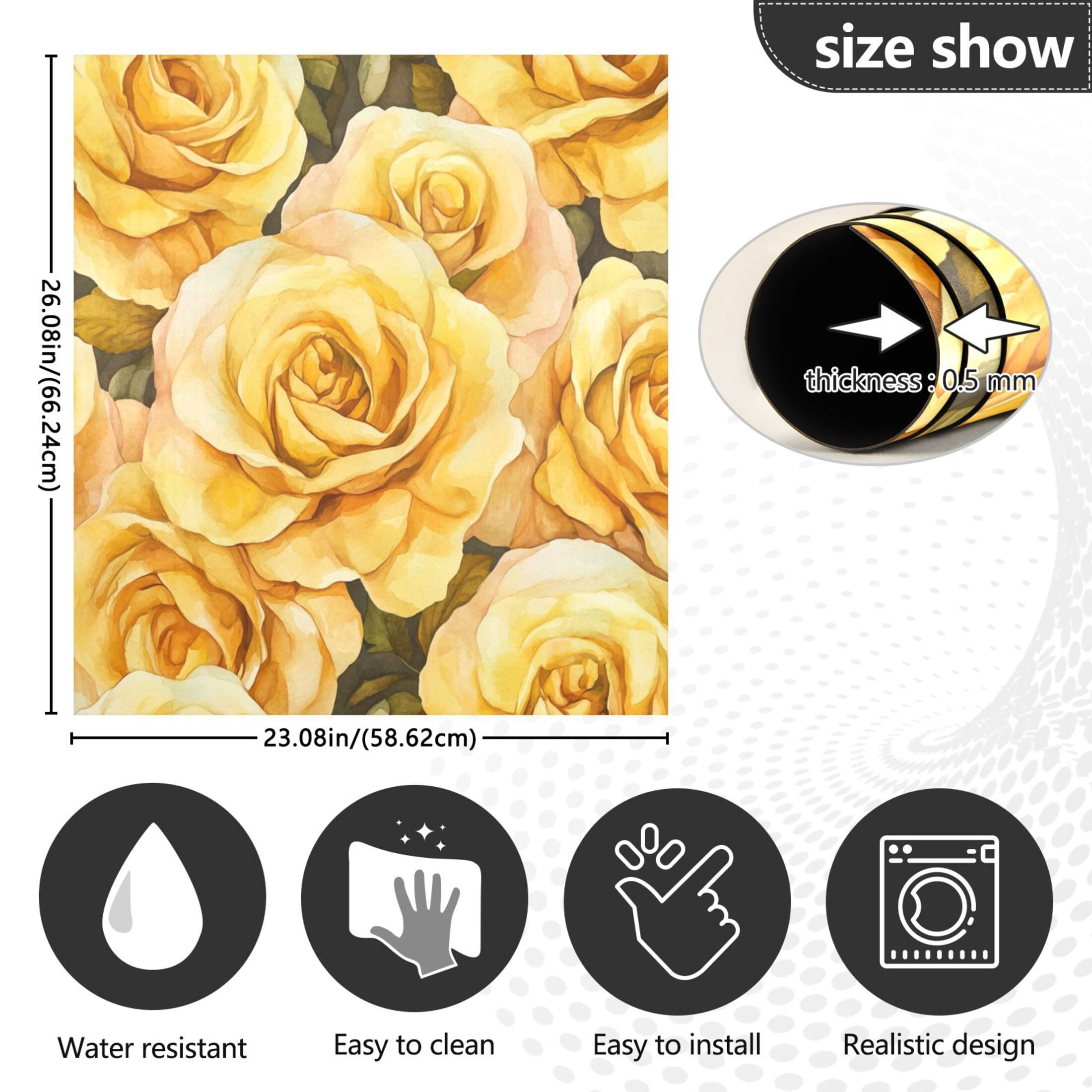 Dishwasher Magnetic Sticker 23x26 Inch Refrigerator Magnetic Sticker Washing Machine Magnetic Sticker Kitchen Panel Magnetic Sticker Home Decor Gold Roses Seamless