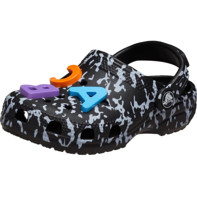 Zuecos Clásicos Crocs para Niños con Diseño Gráfico Negro y Blanco Talla 5 para Niños Pequeños