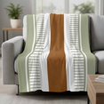 thumbnail image 2 of Sage Green Farmhouse Throw Blanket for Couch, Soft Lightweight Flannel Fleece Blanket, Green Brown Striped Microfiber Plush All Season Decorative Blankets Gifts for Sofa Bed 60"x80", 2 of 9