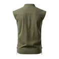 thumbnail image 3 of uikmnh Men Tank Tops 2025 Summer Men's Lightweight Linen Blend Standing Collar Sleeveless Shirt Casual Outdoor Beachwear for Boho Hippie Style Size:L, 3 of 5