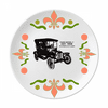 Black Classic Cars Mechanical Pattern Flower Ceramics Plate Tableware Dinner Dish