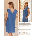 thumbnail image 4 of Ekouaer Labor Gown Maternity Nightgown Nightshirt Nightdress Short Sleeve Nursing Sleepshirt Labor Delivery Gowns Dark Blue, 4 of 6